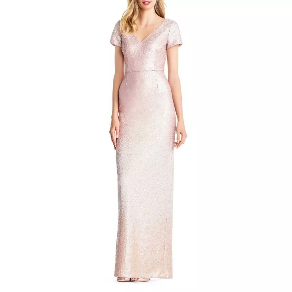 NEW Adrianna Papell ombré blush sequin gown